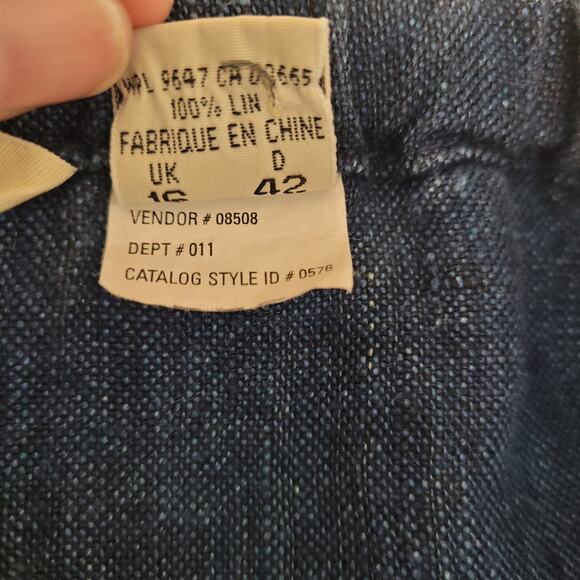 Eddie Bauer 100% Linen Navy Maxi Skirt Size 12 Pockets Modest Beachy Coastal - Picture 8 of 10